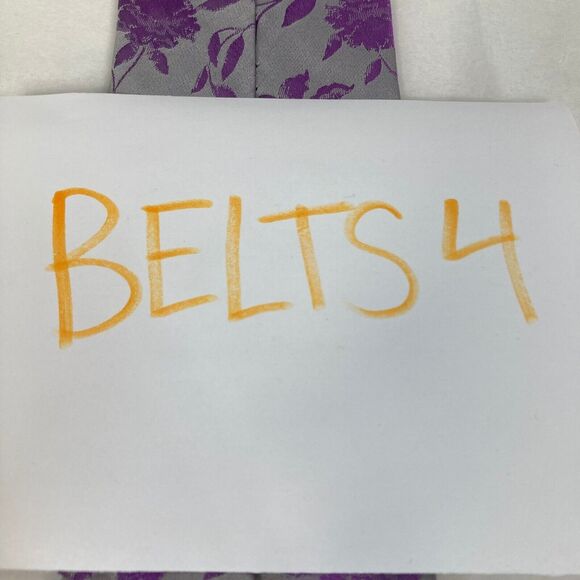 Paul Fredrick Tie Mens Purple Gray Floral 100% Silk Pointed Classic Tie - Picture 7 of 7